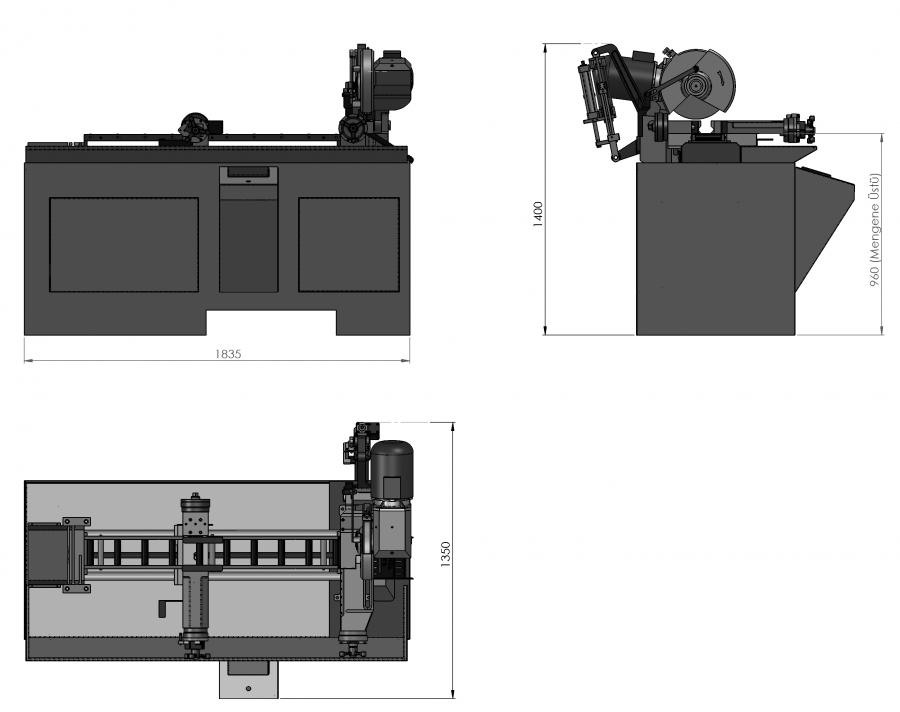 Tronconneuse profil acier automatique FA 315 CNC avec amenage automatique ILERI TEKNIK plan