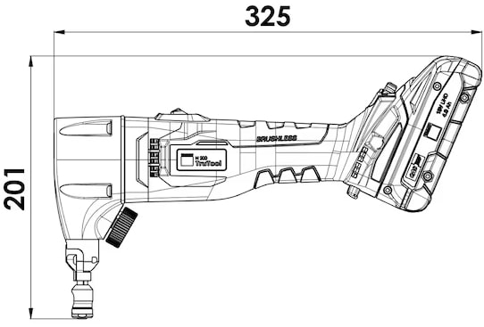 Dimensions TruTool N 200 batterie LiHD 18V