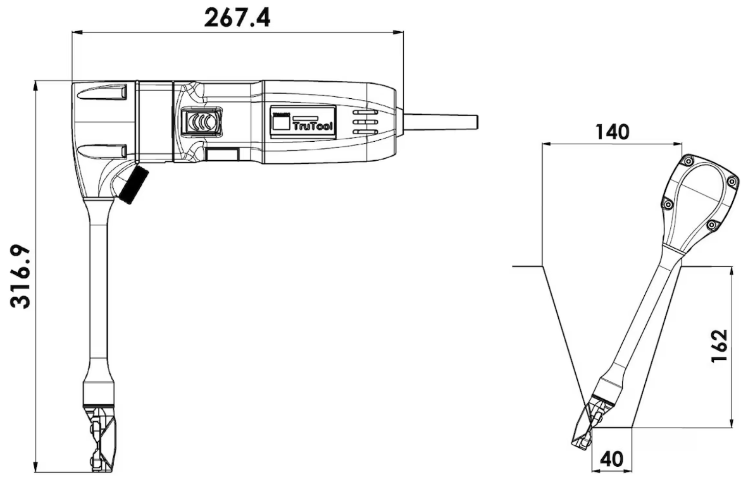 Dimensions de la TruTool PN 201