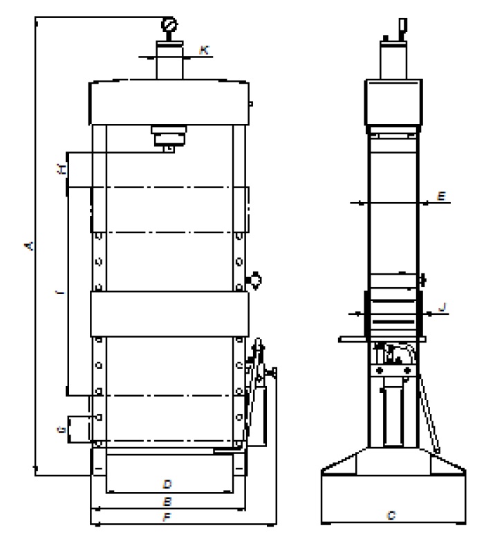 pro-dis - baileigh - presse hsp-17-f dimensions cadre